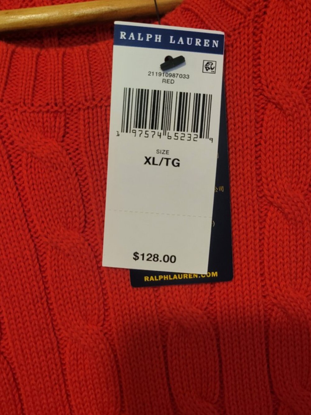 Polo Ralph Lauren Salmon Red Cable-Knit Short Sleeve Crew Pullover Sweater L/XL - Picture 3 of 13